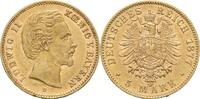 Bayern Ludwig II. 5 Mark 1877 D Min. Rf. + Kr., Klebstoffreste, ss-vz