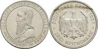 Weimarer Republik 3 Reichsmark 1927 F Universität Tübingen Rf., Kr., etw. fleckig, part. Tönung, EF