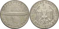 Weimarer Republik 5 Reichsmark 1930 G Zeppelin Ger. Rf. u. Kr., etw. fleckig, VF-EF