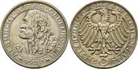 Weimarer Republik Zum 400. Todestag von Albrecht Dürer 3 Reichsmark 1928 D Zaponlack, ger. Rf. u. Kr., vz