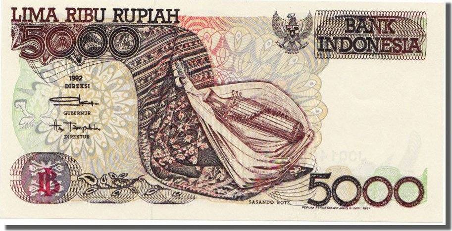 Indonesia 5000 Rupiah 1992 Banknote Unc65 70 Ma Shops