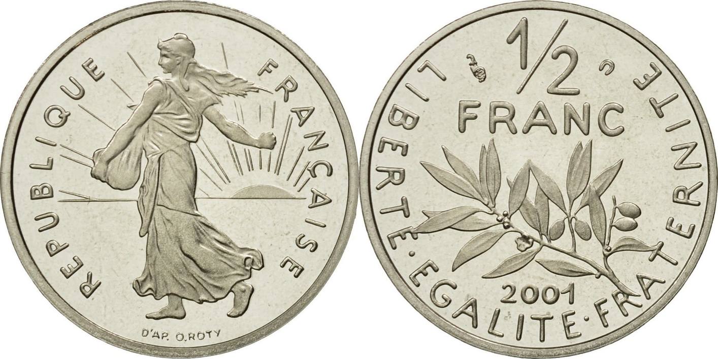 2 1 франция. 1/2 Fr монета 1992. France-65-5957-Francs-2001. Franc f.