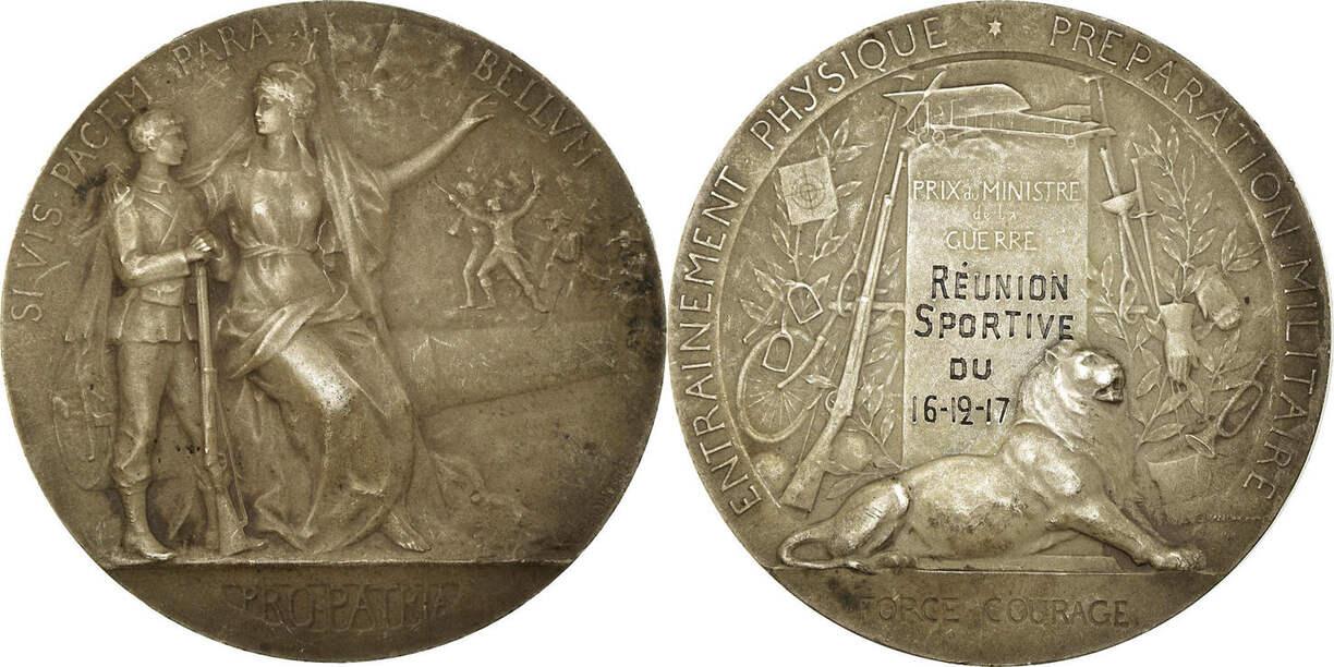 ANCIENNE MÉDAILLE BRONZE entrainement physique préparation militaire