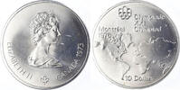 Canada 10 Dollars Coin, Elizabeth II, 1976 Olympics - Map of the World -