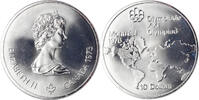 Canada 10 Dollars Coin, Elizabeth II, 1976 Olympics - Map of the World -