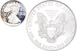 United States Dollar Coin, Silver Eagle, Philadelphia, Colourized -