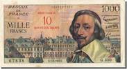 France 10 Nouveaux Francs on 1000 Francs Banknote, 1955-1959 Overprinted with -