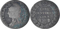 France 5 Centimes Coin, Dupré, Strasbourg, Bronze, KM:640.4 -