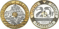 France 20 Francs Coin, Mont Saint Michel, Tri-Metallic -