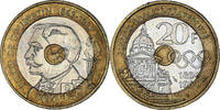 France 20 Francs Coin, Pierre de Coubertin, Tri-Metallic -