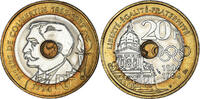 France 20 Francs Coin, Pierre de Coubertin, Tri-Metallic -