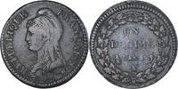 France Decime Coin, Dupré, Paris, Bronze, KM:637.1 -
