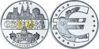 Ireland Medaille Adoption de l'Euro, Politics, Silver Plated -