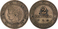 France 2 Centimes Coin, Cérès, Paris, Bronze, KM:827.1 -