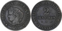 France 2 Centimes Coin, Cérès, Paris, Bronze, KM:827.1 -