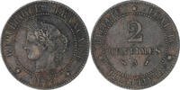 France 2 Centimes Coin, Cérès, Paris, Bronze, KM:827.1 -