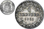 German States Kreuzer Coin, WURTTEMBERG, Wilhelm I, Silver -