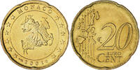 Monaco 20 Euro Cent Rainier III, Paris, Brass, KM:171 -