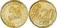 Monaco 20 Euro Cent Rainier III, Paris, Brass, Gadoury:MC176 -