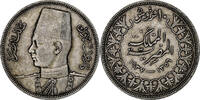 Egypt 10 Piastres Farouk, British Royal Mint, Silver -