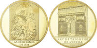 France Medal Arc de Triomphe, La Résistance de 1814, Copper Gilt -