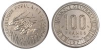 Congo Republic 100 Francs Coin, Nickel, KM:1 -