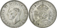 Great Britain Florin, Two Shillings George VI, Silver, KM:855 -