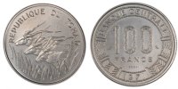 Chad 100 Francs Coin, Paris, Nickel, KM:E3 -