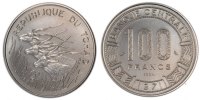 Chad 100 Francs Coin, Paris, Nickel, KM:E3 -