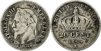 France 20 Centimes Napoleon III, Bordeaux, Rare, Silver -