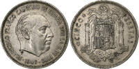 Spain 5 Pesetas Caudillo and regent, Madrid, Nickel, KM:778 -