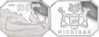 United States 20 Dollars Coin, Michigan, FDC.BE, Silver -