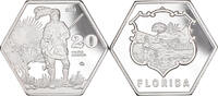 United States 20 Dollars Coin, Florida, FDC.BE, Silver plated -