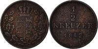 German States 1/2 Kreuzer, 4 Pfennig Coin, WURTTEMBERG, Wilhelm I -