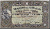 Switzerland 5 Franken Banknote, 1949-01-20 -