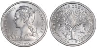FRENCH AFARS & ISSAS 5 Francs Coin, Paris, Aluminium -