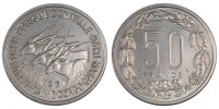 EQUATORIAL AFRICAN STATES 50 Francs Coin, Copper-nickel, KM:3 -