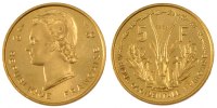 French West Africa 5 Francs Coin, Aluminum-Bronze -
