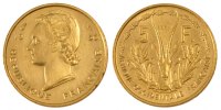French West Africa 5 Francs Coin, Aluminum-Bronze -