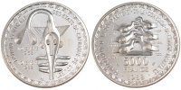 West African States 5000 Francs Coin, Silver, KM:E13 -