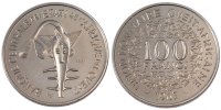 West African States 100 Francs Coin, Nickel, KM:4 -