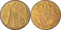 VATICAN CITY 20 Lire 1975 Coin, Paul VI, Aluminum-Bronze, KM:128 MS(65-70)