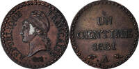 France Centime Coin, Dupré, Paris, Bronze, KM:754 -