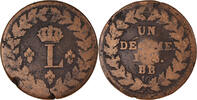France Decime Coin, Louis XVIII, Strasbourg, Bronze, KM:701 -