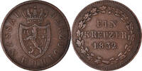 German States Kreuzer Coin, NASSAU, Wilhelm, Wiesbaden -