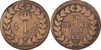 France Decime Coin, Louis XVIII, Strasbourg, Bronze, KM:701 -