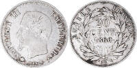 France 20 Centimes Coin, Napoleon III, Strasbourg, Silver -