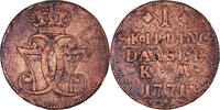 Denmark Skilling Coin, Christian VII, Copper, KM:616.1 -