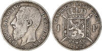 Belgium Franc Coin, Leopold II, Silver, KM:29.1 -
