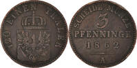 German States 3 Pfennig Coin, PRUSSIA, Wilhelm I, Berlin -